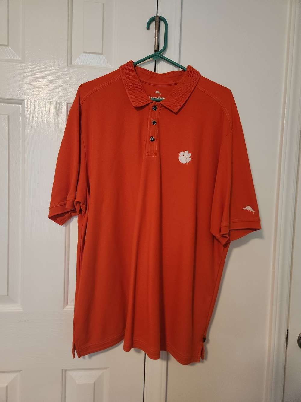 Tommy Bahama Clemson Orange Polo with White Paw Emblem